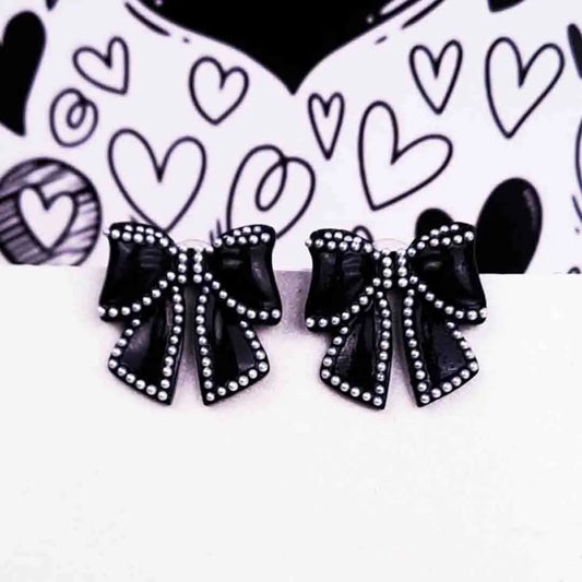 Matte Black Bow Earrings