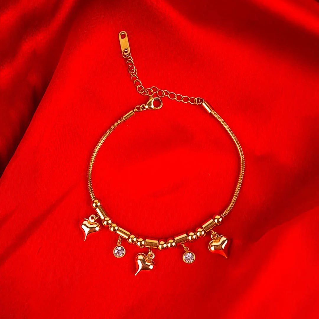 Heart Gems Bracelet - 18K Gold Plated