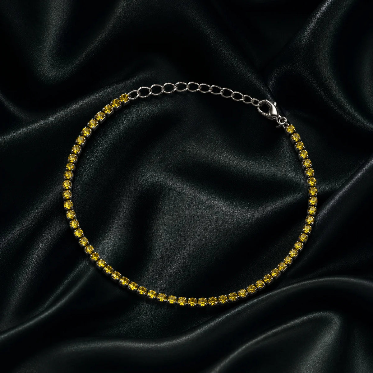 Silver Citrine Stone Chain Bracelet - Silver 925