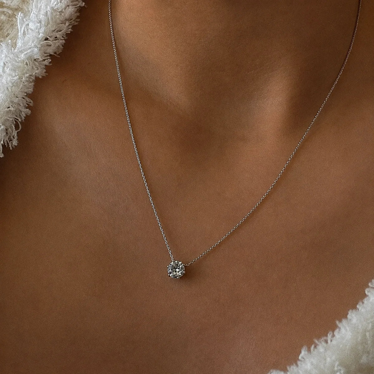 Silver Minimal Pendant Chain Necklace - Silver 925