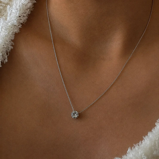 Silver Minimal Pendant Chain Necklace - Silver 925