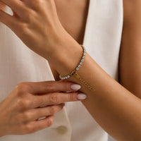Dainty Stone Chain Bracelet - 18K Gold Plated