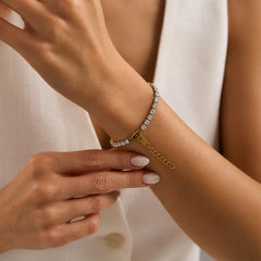 Dainty Stone Chain Bracelet - 18K Gold Plated