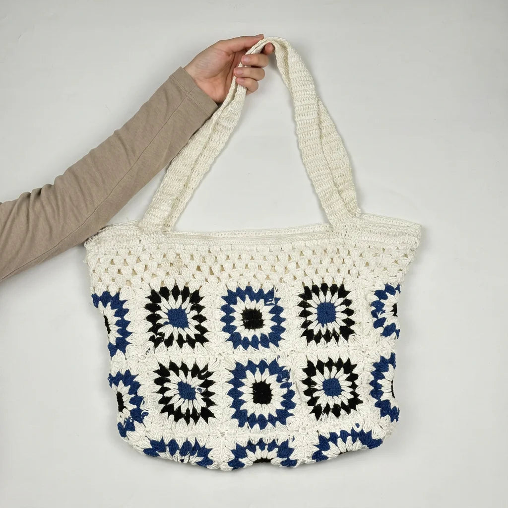 Crochet White n Black Shoulder Bag
