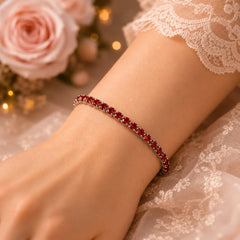 Red Crystal Tennis Bracelet - Silver 925