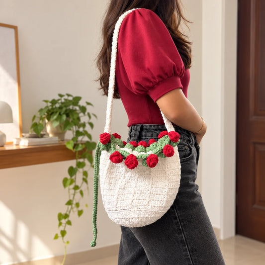 Red Rose Crochet Bag