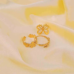 Pack Of 3 Floral Elegance Adjustable Rings Combo