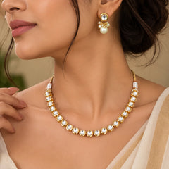 White Kundan Necklace Set