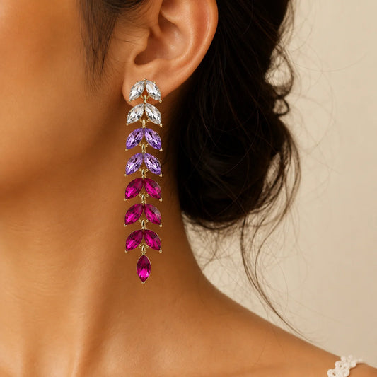Leaf Crystal Dangle Earrings