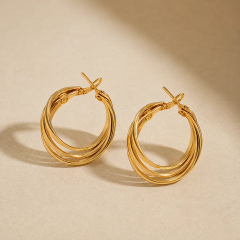 Aurora Layered  Gold Hoop Earrings