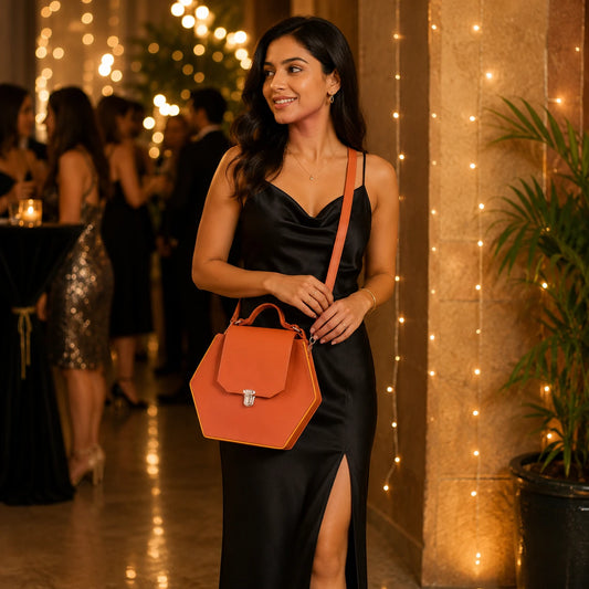 Tan Hexagonal Crossbody Bag