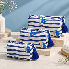 Blue Sailboat 3 Layered Pouches