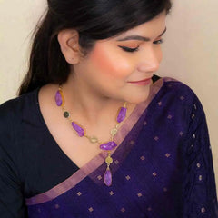 Golden Druzy Stone Coin Chain Necklace