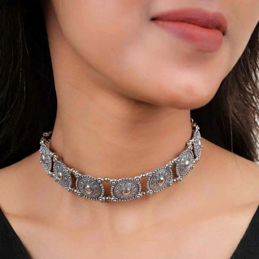 Oxidised Intricate Choker Necklace
