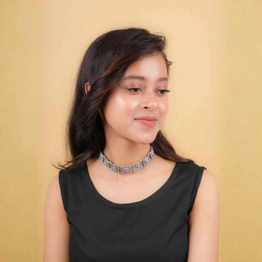Oxidised Intricate Choker Necklace