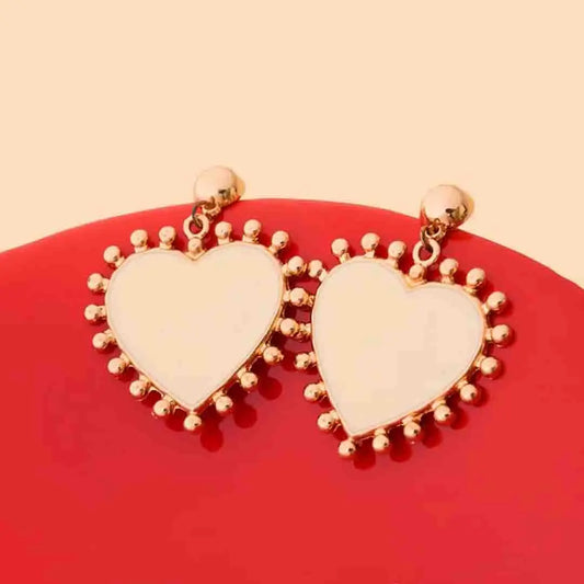 Cream Heart Sundrop Earrings