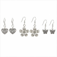 Oxidised Silver Motif Earrings Combo