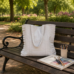 Misty White Frill Tote Bag
