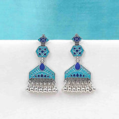 Bright Geometric Dual Coloured Dangle Earrings