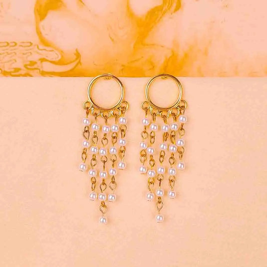Cascading Pearl Dangle Earrings