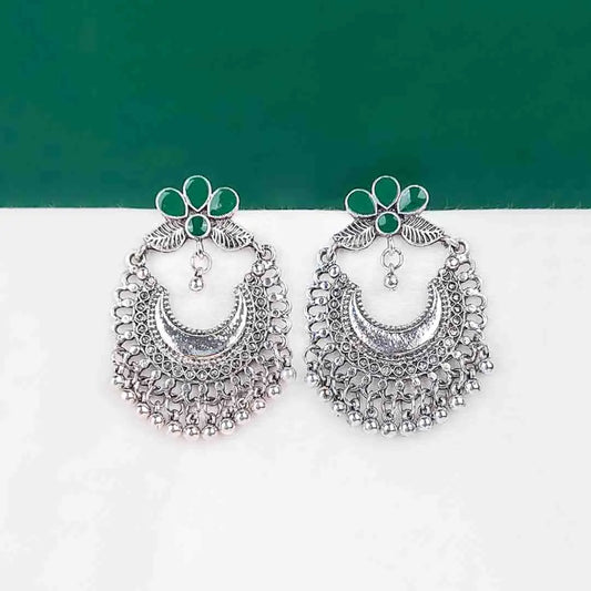 Floral Enamel Chandbali Earrings