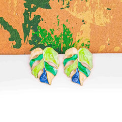Tropical Leaf Enamel Studs