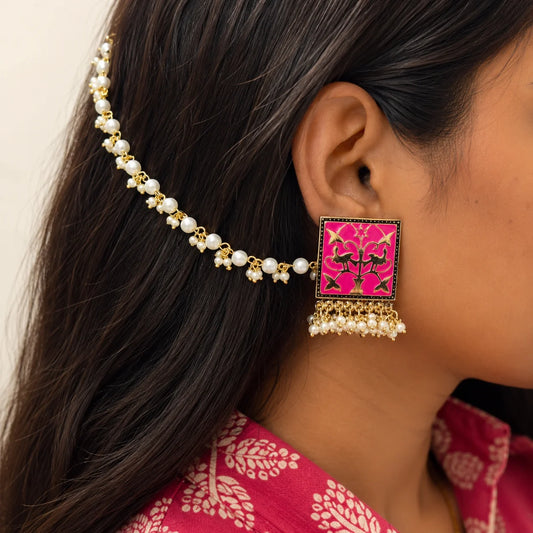 Pink Royale Pearl Meenakari Earrings