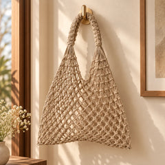 Beige Mesh Crochet Bag