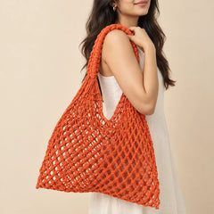 Orange Mesh Crochet Bag