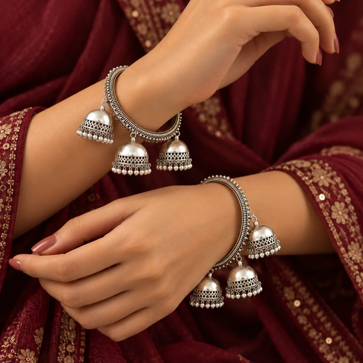 Oxidised Silver Latkan Bangle