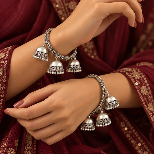 Oxidised Silver Latkan Bangle