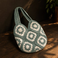 Aqua White Crochet Shoulder Bag