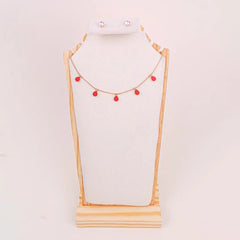 Teardrop Chain Necklace and Crystal Stud Earrings Set