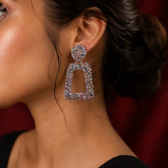 Glitter Geometric Drop Earrings