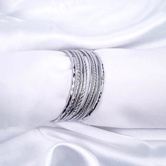 Silver Textured Bangles