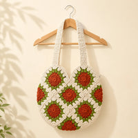 Beige Bloom Crochet Bag
