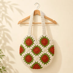 Beige Bloom Crochet Bag