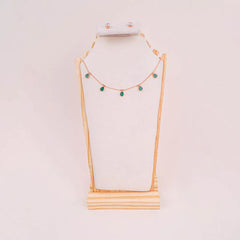 Teardrop Chain Necklace and Crystal Stud Earrings Set
