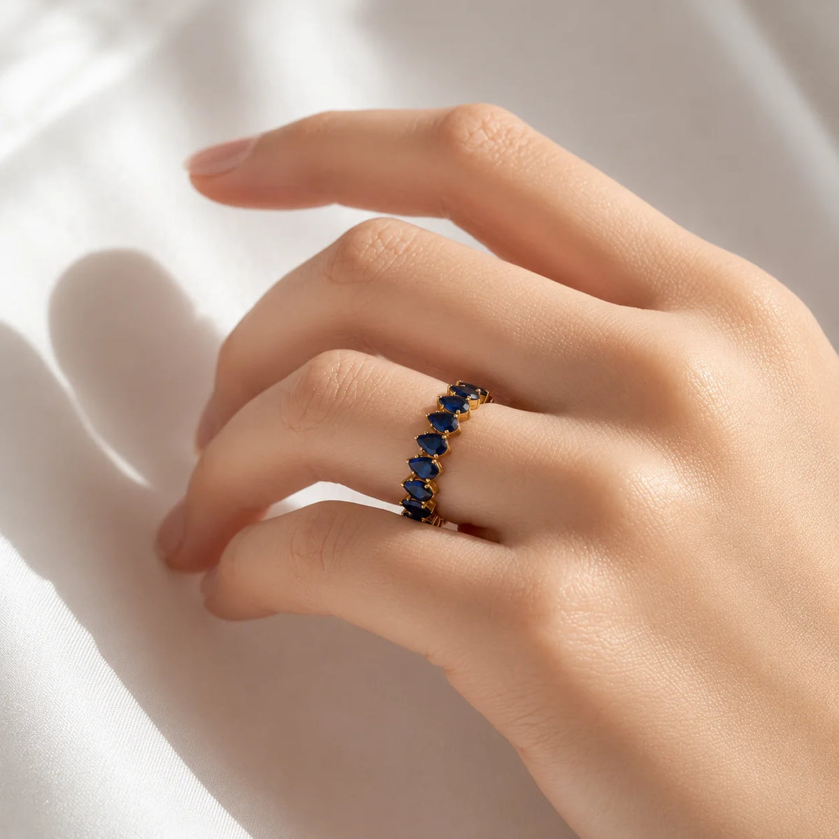 Marquise Blue Crystal Ring - 18K Gold Plated