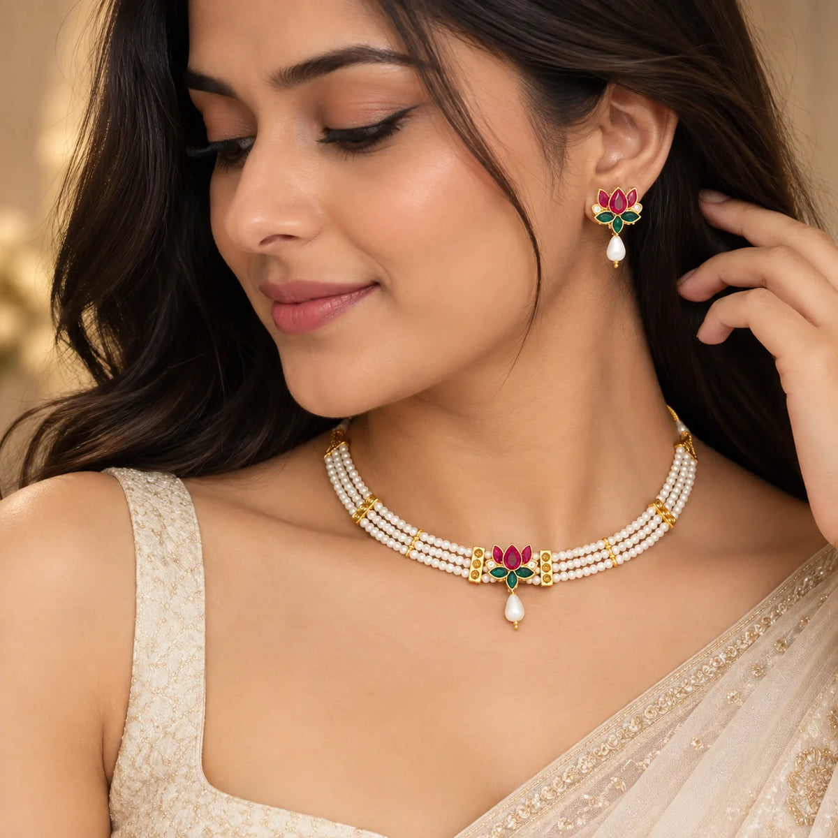 Lotus Pearl Jewellery Set