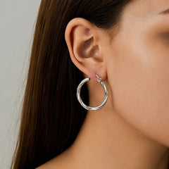 Twisted Silver Hoop Earrings - Silver 925