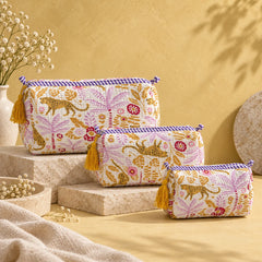 Yellow Jungle Animal 3 Layered Pouches