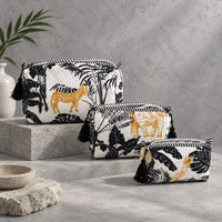 Black N White Palm 3 Layered Pouches