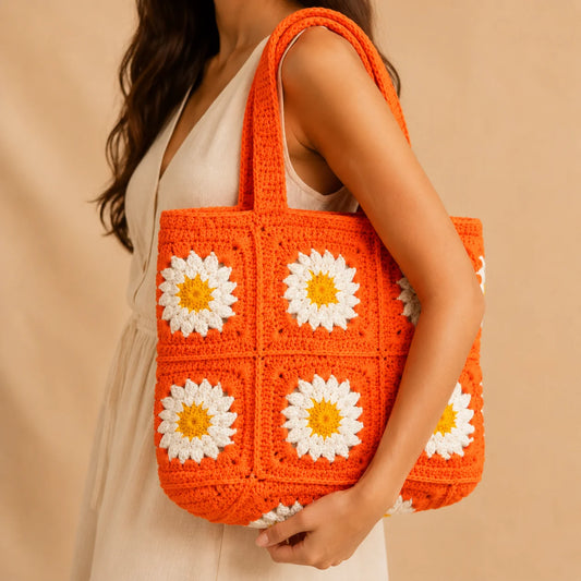 Orange Blossom Crochet Bag