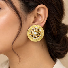 Golden Petal Disc Earrings