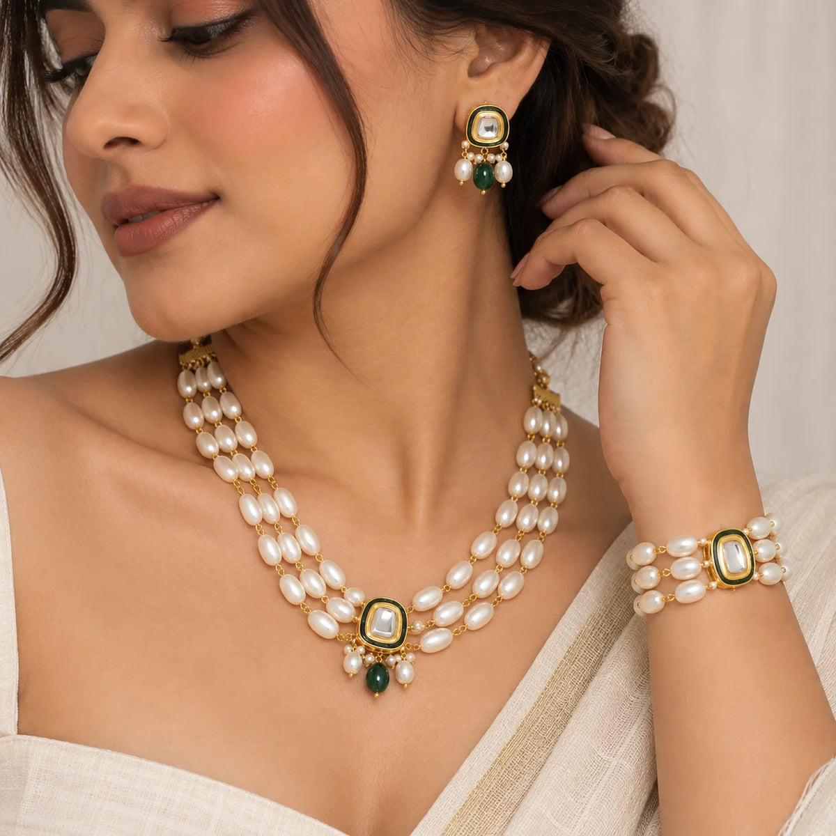 Pearl Royale Kundan Jewellery Set