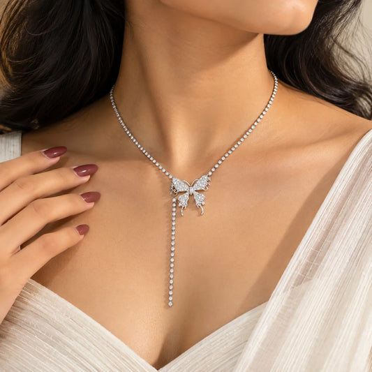 Silver Butterfly Trail Necklace