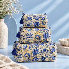 Blue Floral Pouch Set