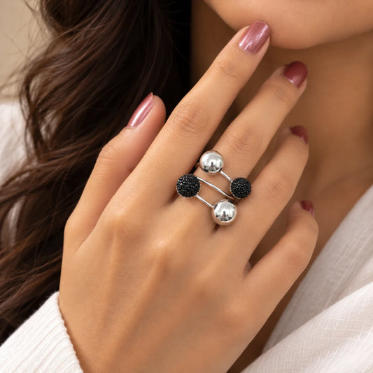 Black & Silver Orbit Ring