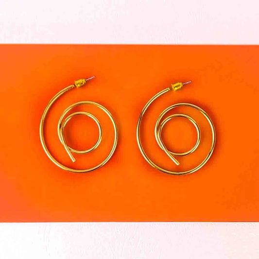 Golden Spiral Drop Earrings